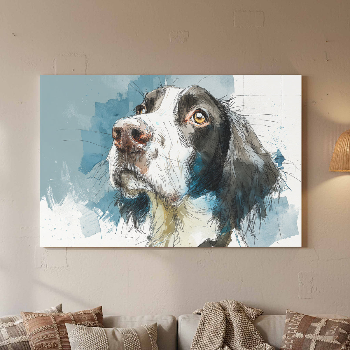 English Springer Spaniel Canvas Wall Art – styled room view 3