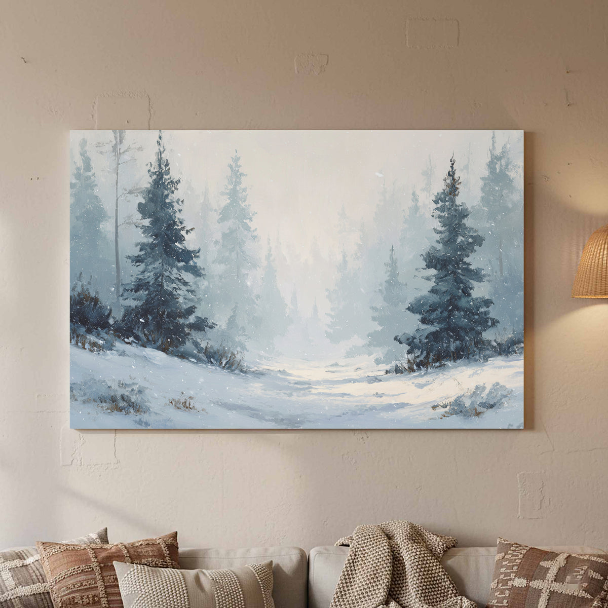 Winter Forest Canvas Print – styled room view 3