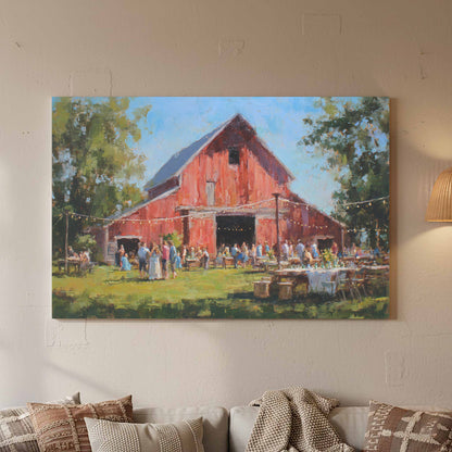 Barn Wedding Canvas Wall Art – styled room view 2