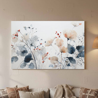 Abstract Watercolor Floral Wall Art – styled room view 2