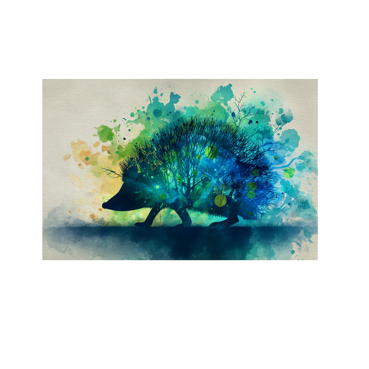 Hedgehog Watercolor Wall Art – styled room view 2