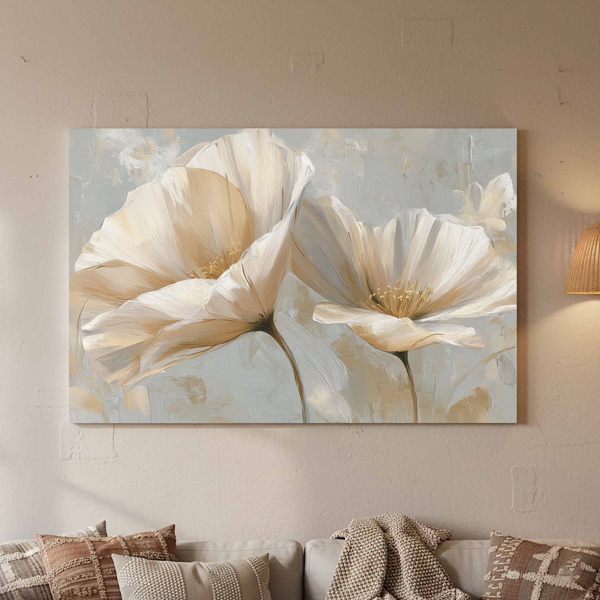 Abstract Floral Canvas Print – styled room view 2