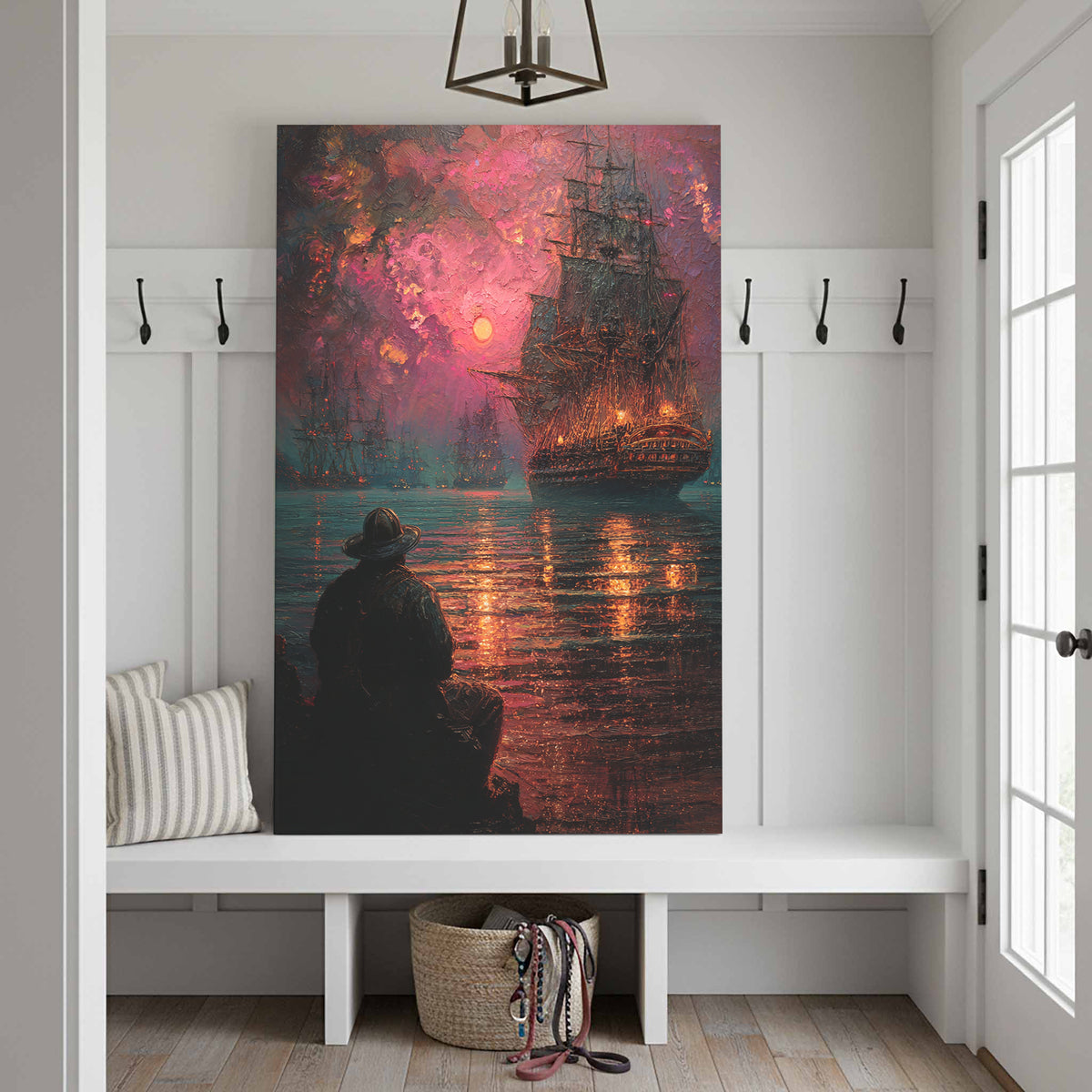 Naval Battle Canvas Wall Art – styled room view 3