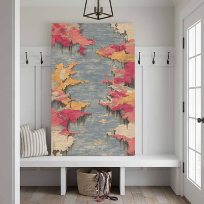Abstract Textile Canvas Wall Art – canvas print shown framed in a styled room