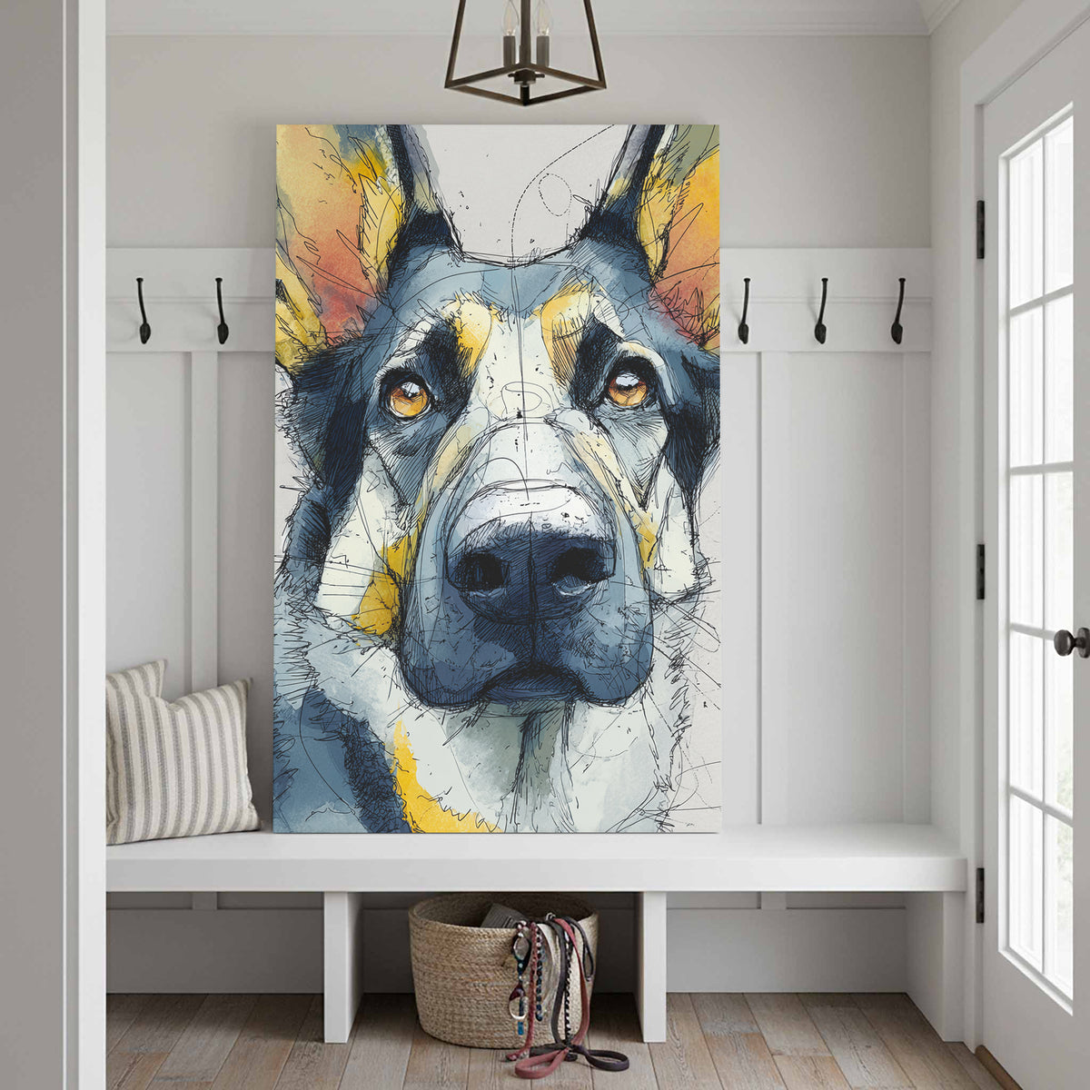 German Shepherd Canvas Wall Art – styled room view 3