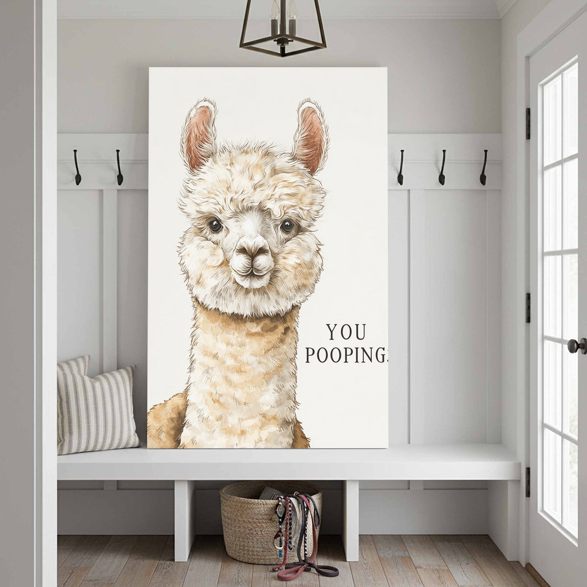 Funny Alpaca Wall Art – styled room view 3