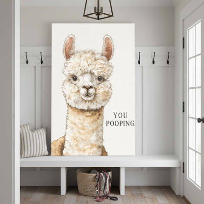 Funny Alpaca Wall Art – styled room view 3