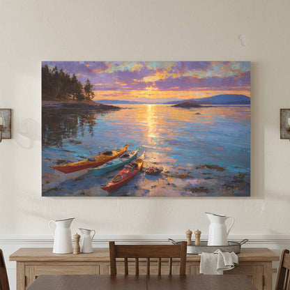 San Juan Islands Sunset Canvas Art – styled room view 3