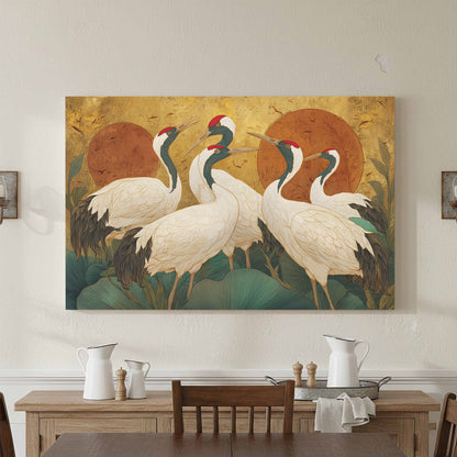 Elegant Crane Art Print – styled room view 3