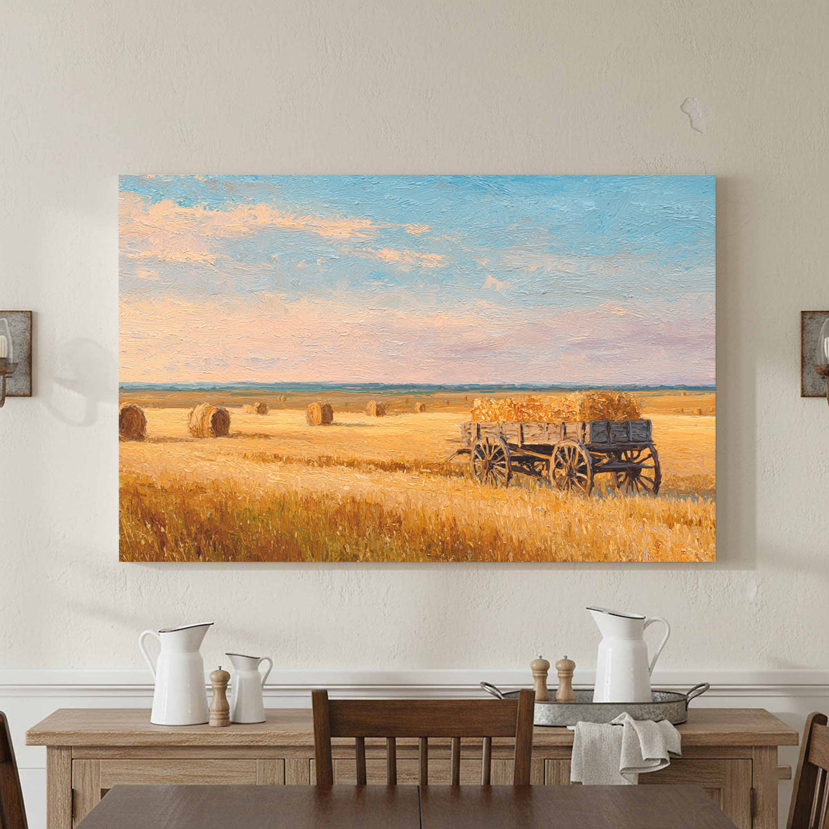Harvest Wheat Field Canvas Art – styled room view 3