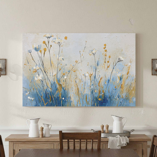 Abstract Botanical Canvas Wall Art – canvas print shown framed in a styled room