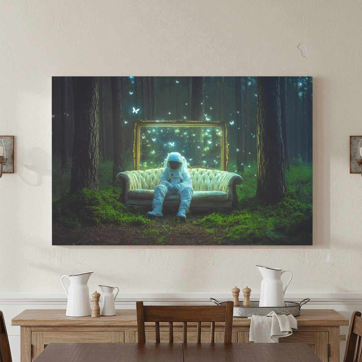 Astronaut Forest Canvas Print – styled room view 3