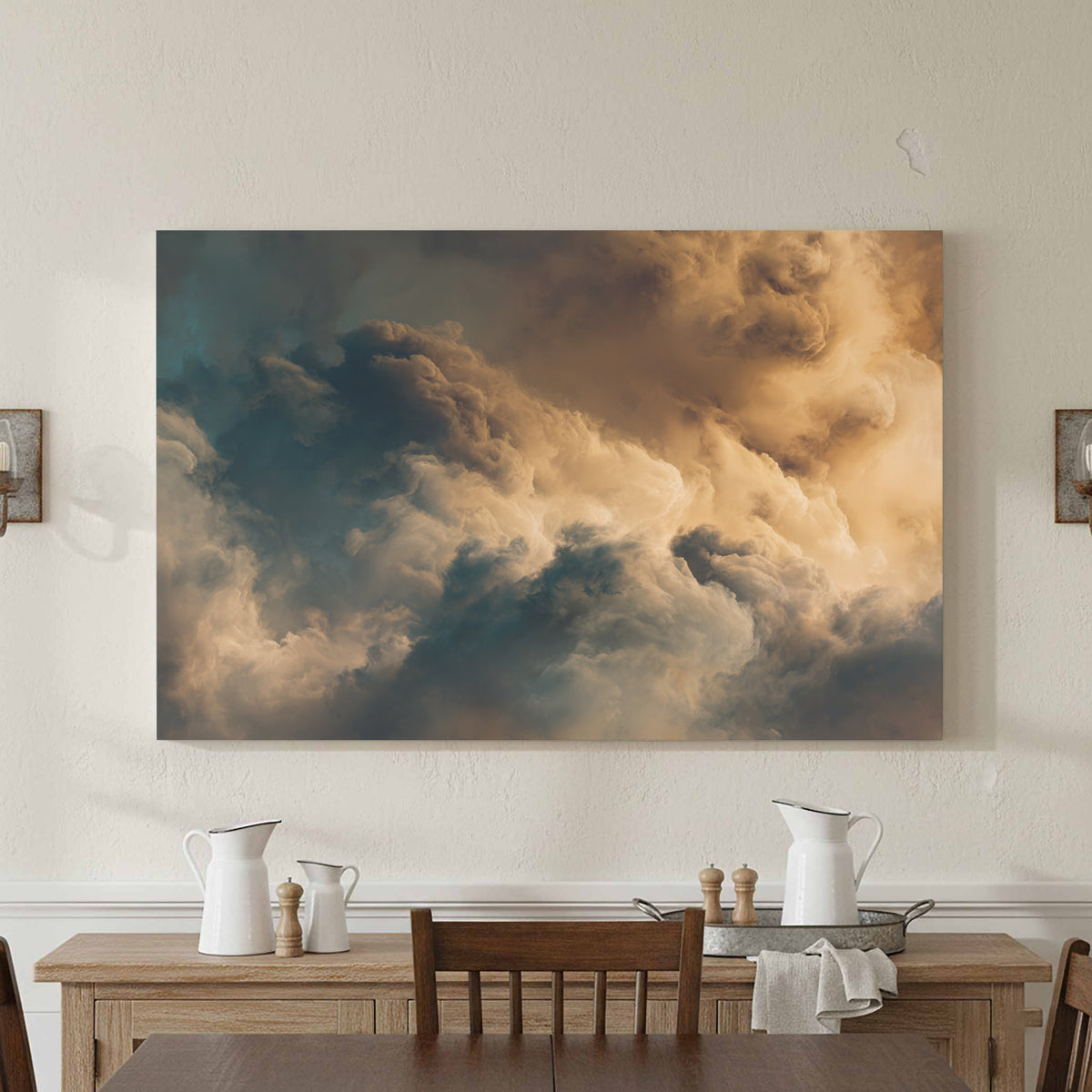 Abstract Cloud Wall Art – styled room view 3