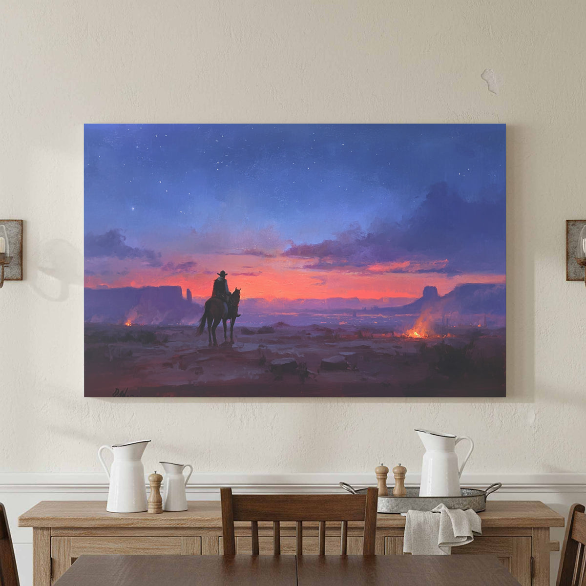 Western Cowboy Canvas Wall Art – styled room view 2