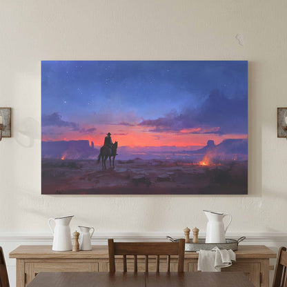 Western Cowboy Canvas Wall Art – styled room view 2