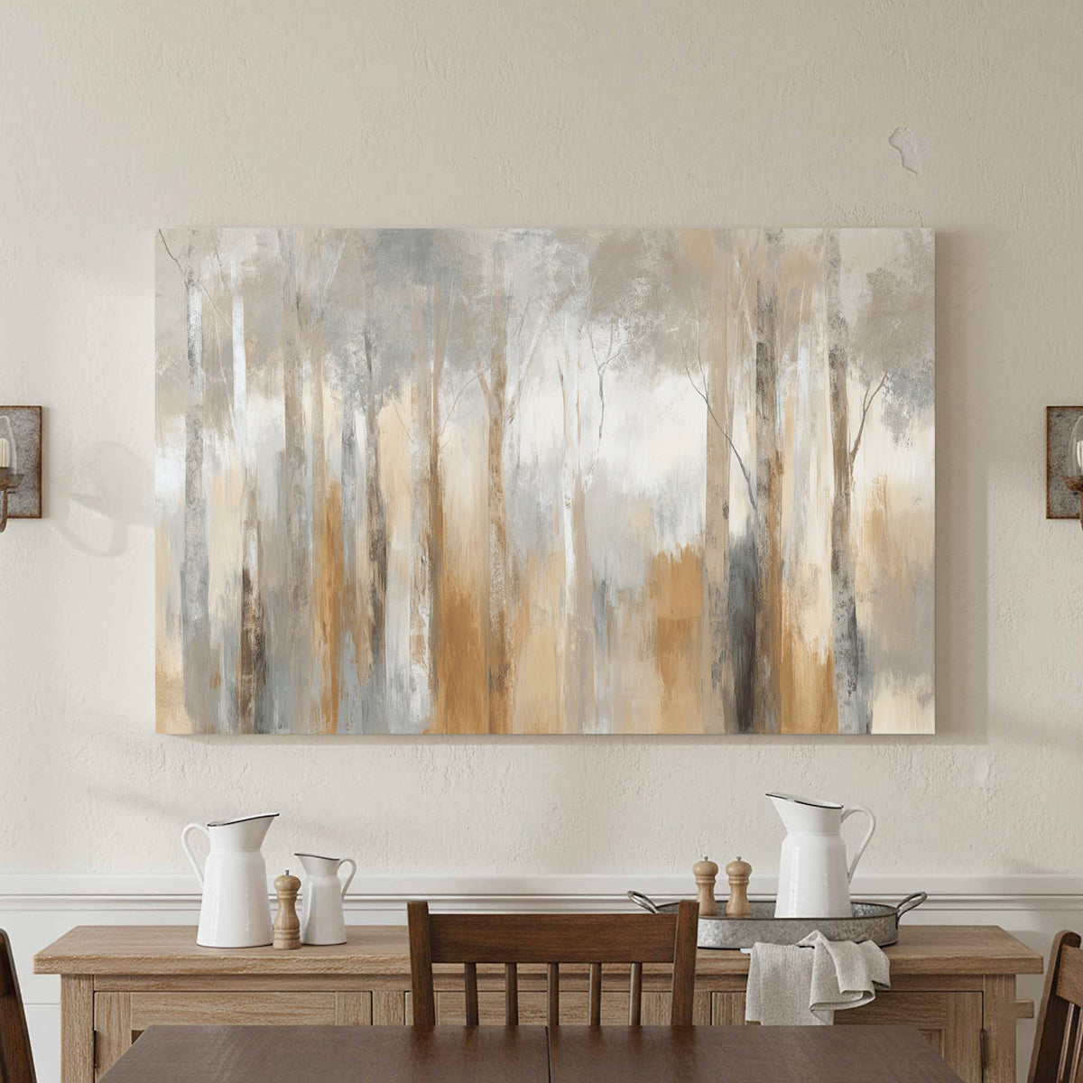 Abstract Forest Canvas Wall Art – styled room view 3