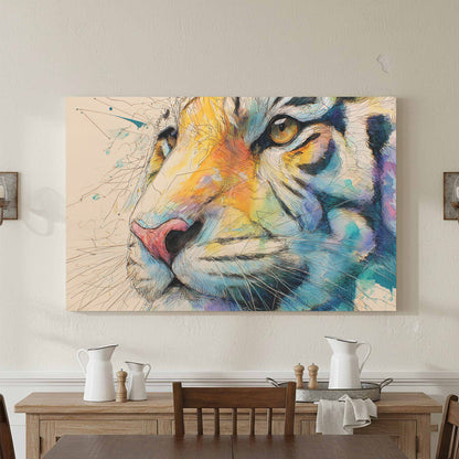 Tiger Portrait Canvas Wall Art – styled room view 4