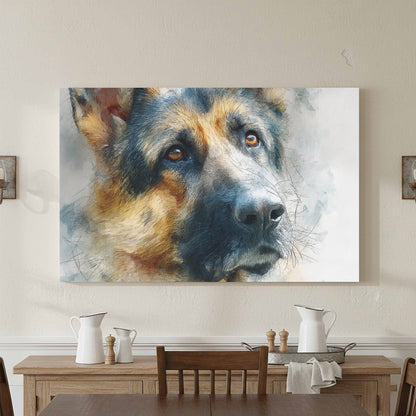German Shepherd Canvas Wall Art – canvas print shown framed in a styled room