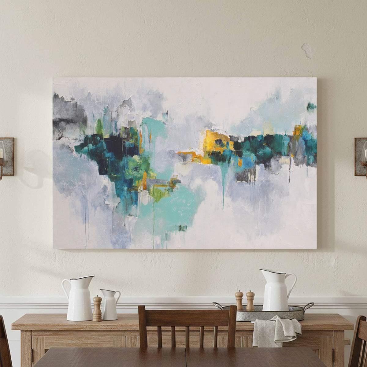 Abstract Fluid Canvas Wall Art – styled room view 3
