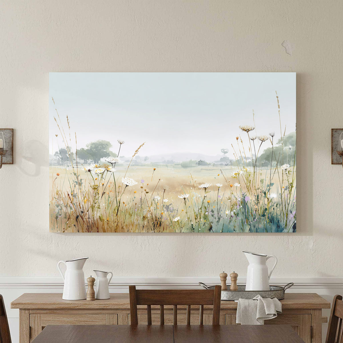 Meadow Wildflower Canvas Print – styled room view 2