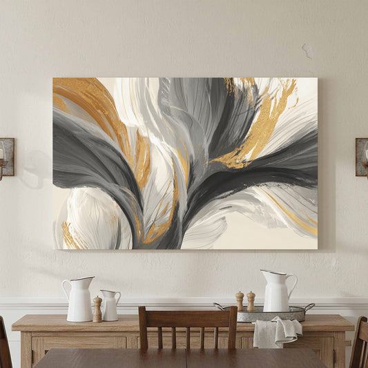 Abstract Floral Canvas Print – canvas print shown framed in a styled room