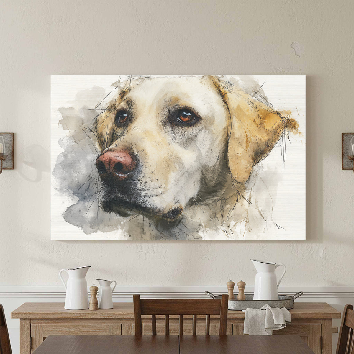 Labrador Dog Portrait Canvas Print – styled room view 3