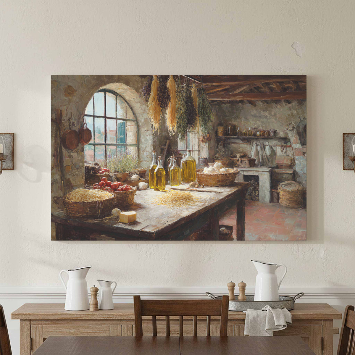 Tuscan Kitchen Canvas Art – styled room view 5