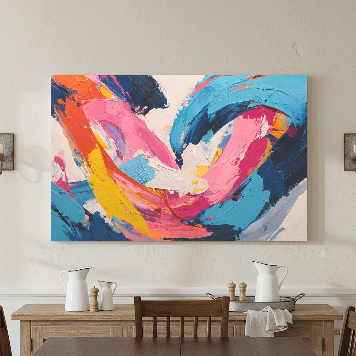 Abstract Intimate Canvas Art – styled room view 3