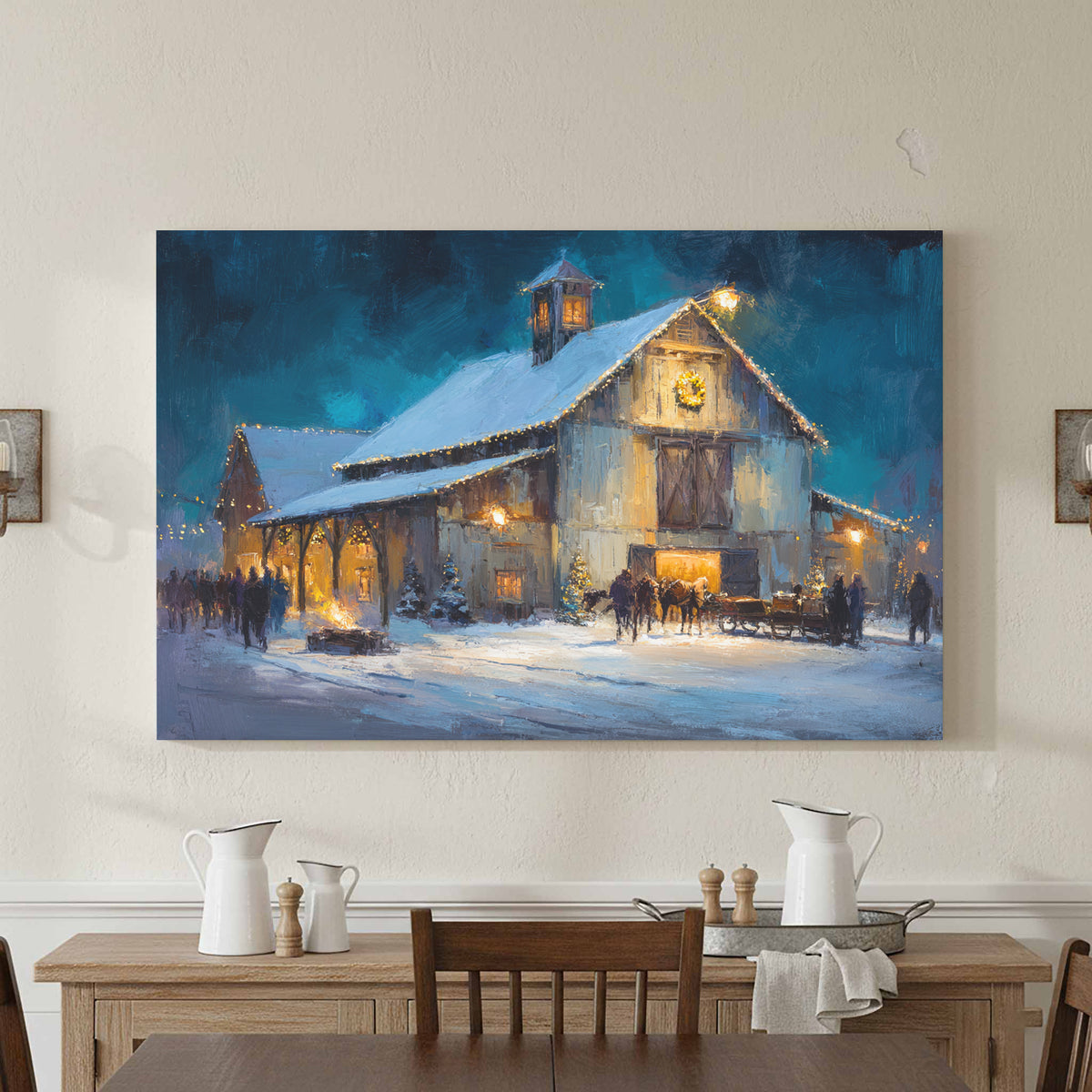Winter Barn Wedding Wall Art – styled room view 2