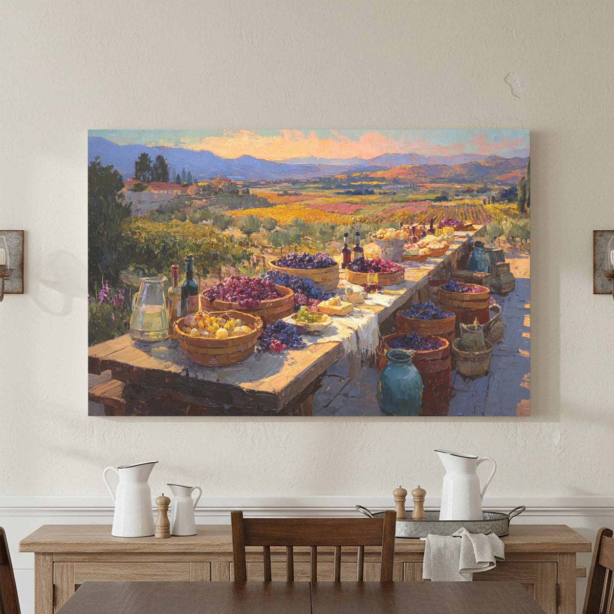 Wine Country Harvest Canvas Wall Art – styled room view 2