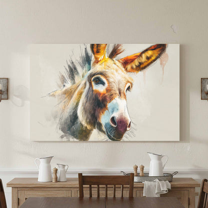 Donkey Portrait Canvas Wall Art – styled room view 2