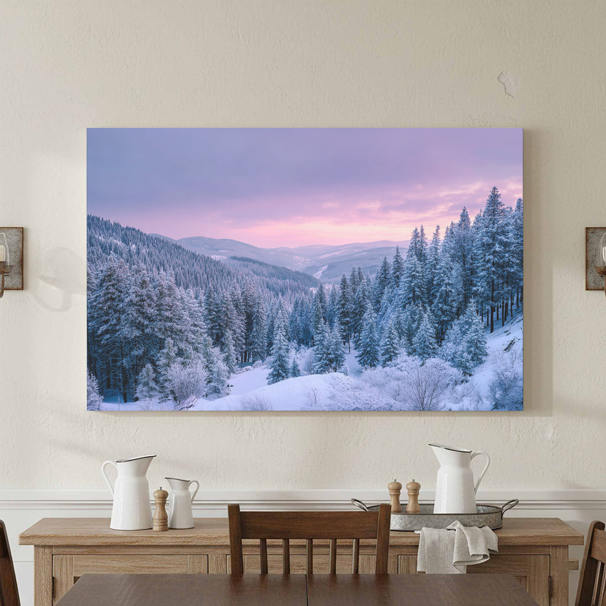 Winter Forest Canvas Print – styled room view 3