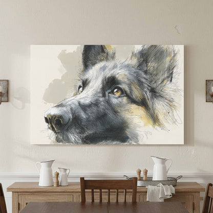 Belgian Shepherd Dog Portrait Canvas Art – canvas print shown framed in a styled room