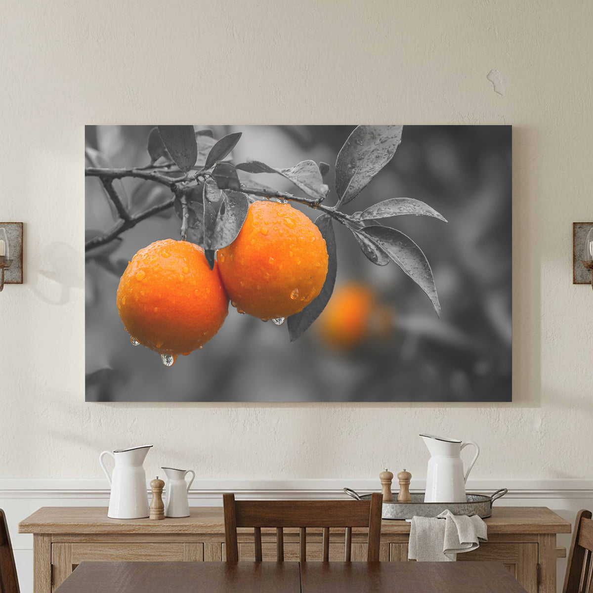 Orange Citrus Canvas Print – canvas print shown framed in a styled room