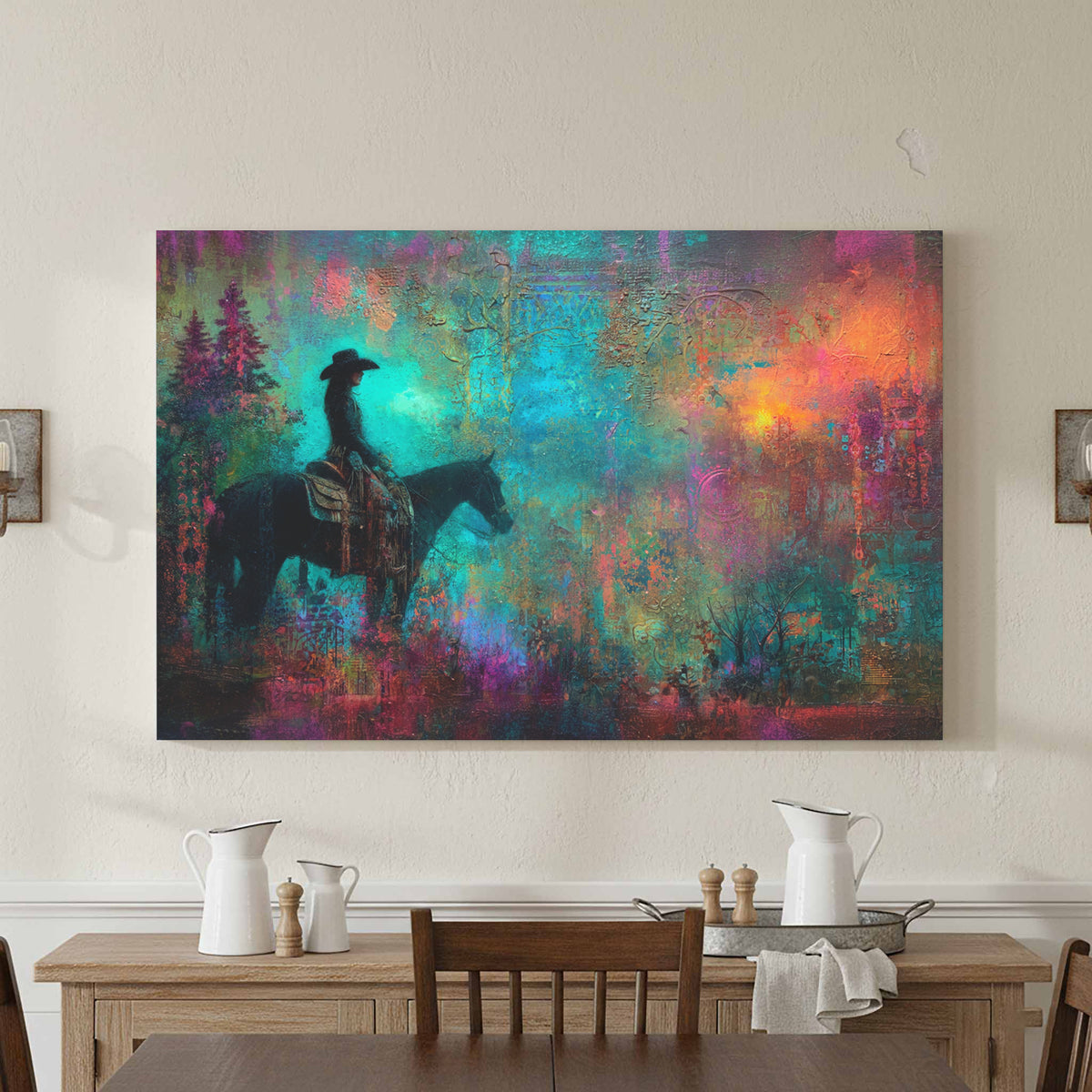 Western Cowgirl Canvas Art – styled room view 4
