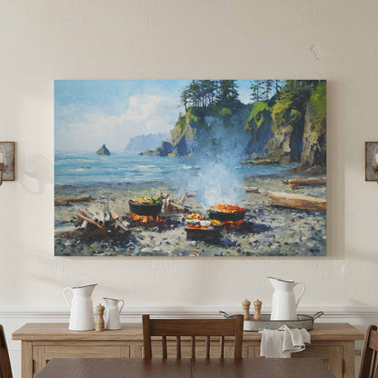 Coastal Impressionist Canvas Art – styled room view 3