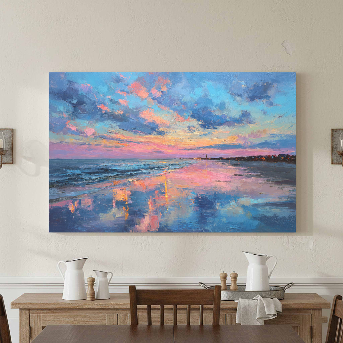 Cape Cod Beach Canvas Art – styled room view 2