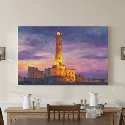 Lighthouse of Genoa Canvas Wall Art – styled room view 2