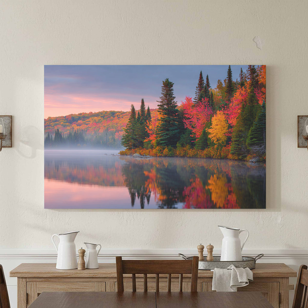 Autumn Lake Canvas Print – styled room view 3
