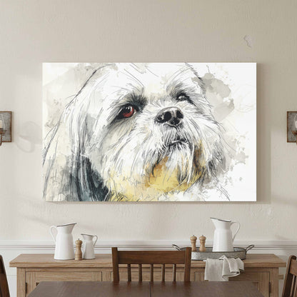Shih Tzu Dog Portrait Canvas Print – styled room view 3