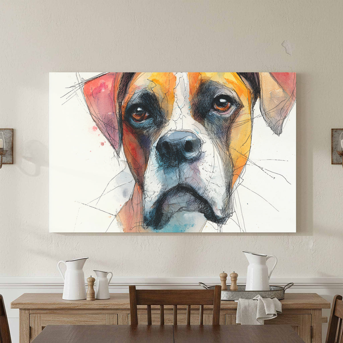 Dog Portrait Canvas Wall Art – styled room view 2