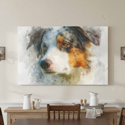 Australian Shepherd Portrait Wall Art – styled room view 3