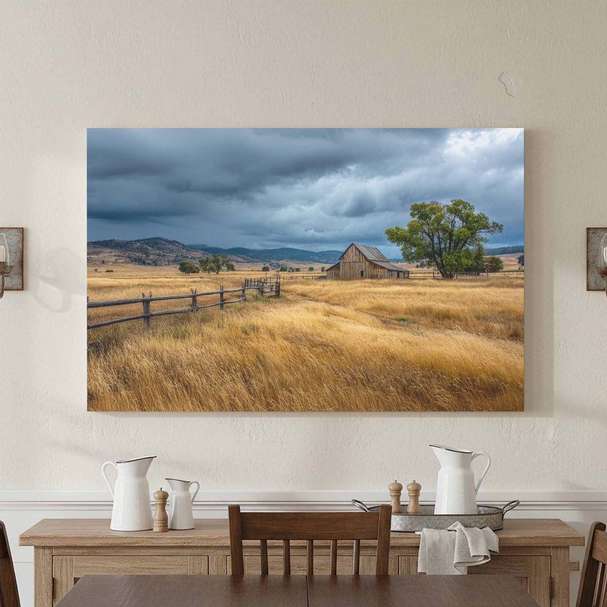 Rustic Barn Canvas Print – styled room view 3