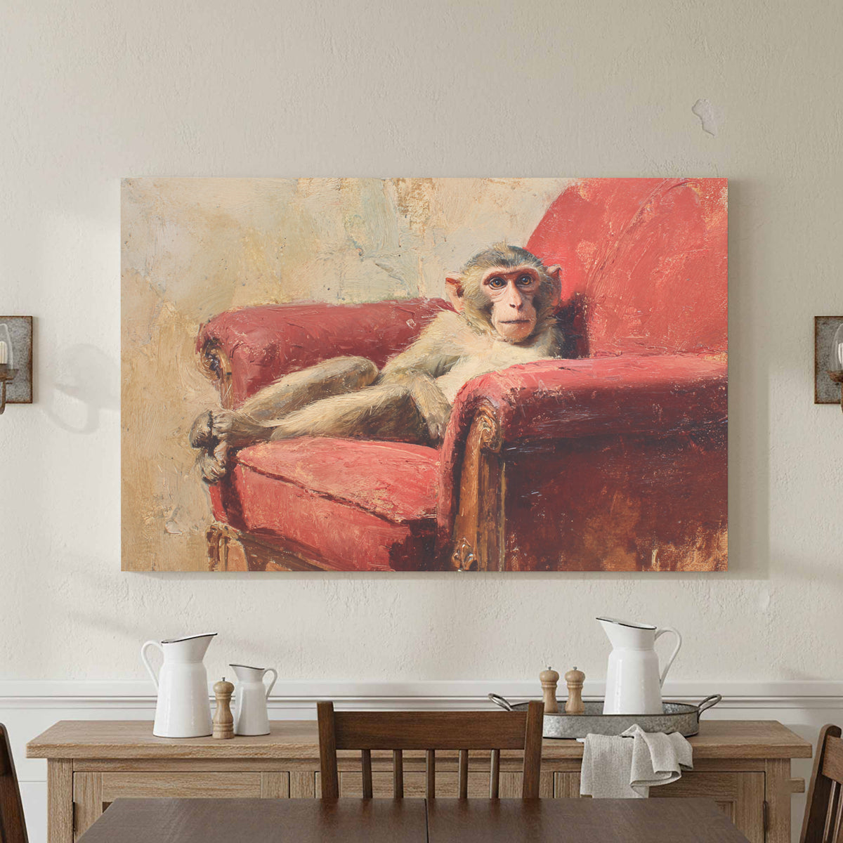 Monkey Armchair Canvas Print – styled room view 3