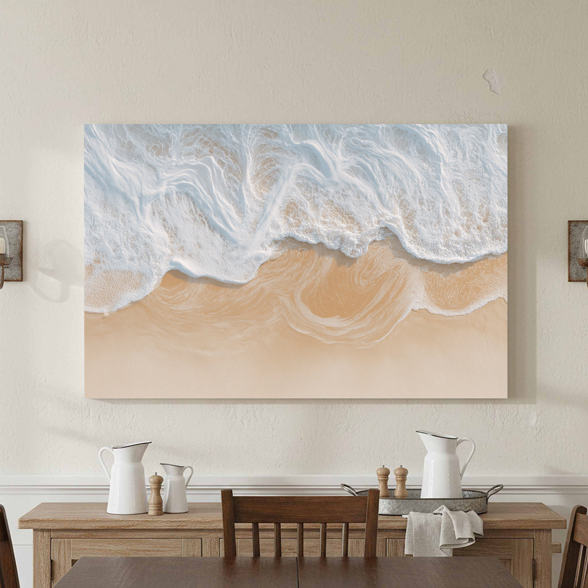 Aerial Ocean Waves Canvas Print – styled room view 2