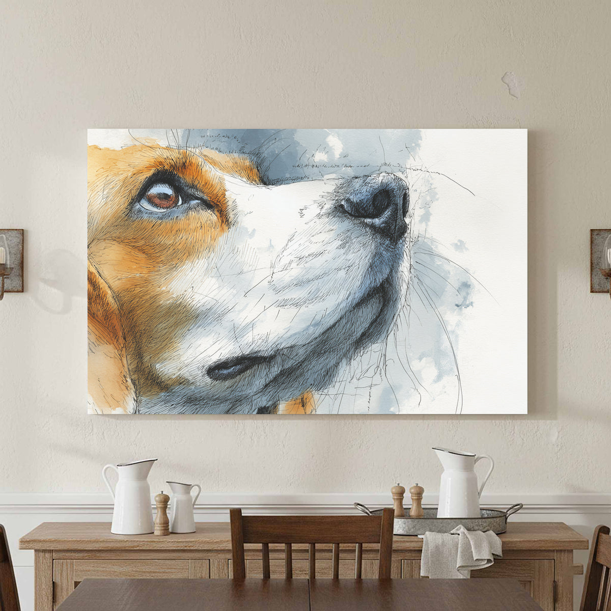 Beagle Portrait Canvas Print – styled room view 4