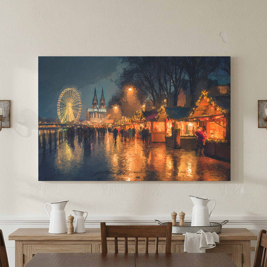 Christmas Market Canvas Wall Art – canvas print shown framed in a styled room