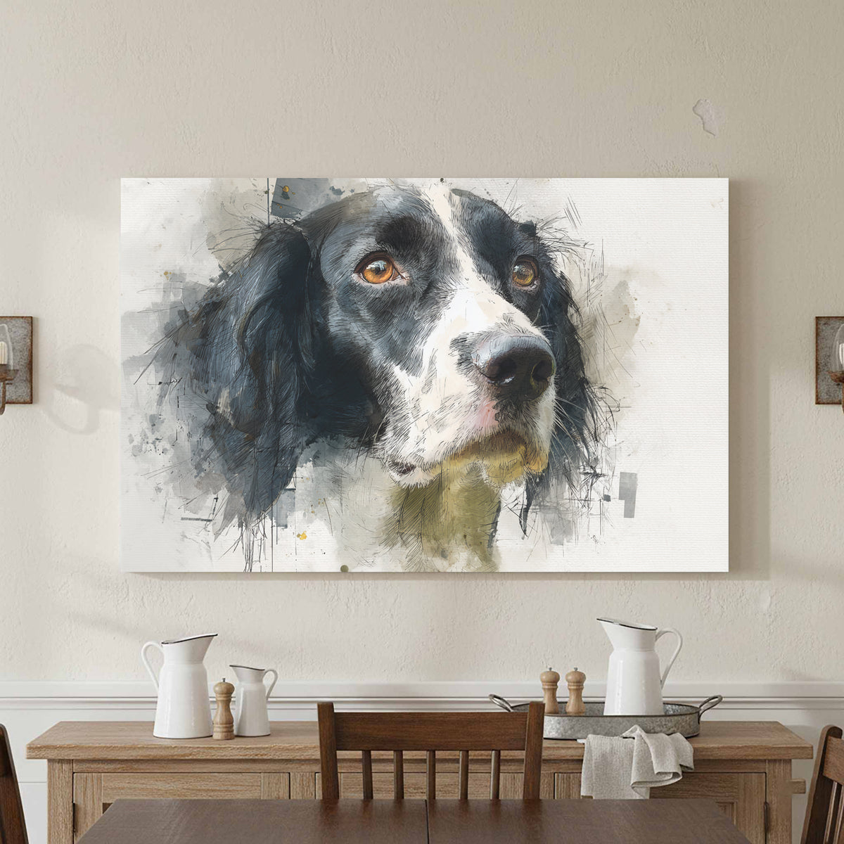 English Springer Spaniel Canvas Print – canvas print shown framed in a styled room