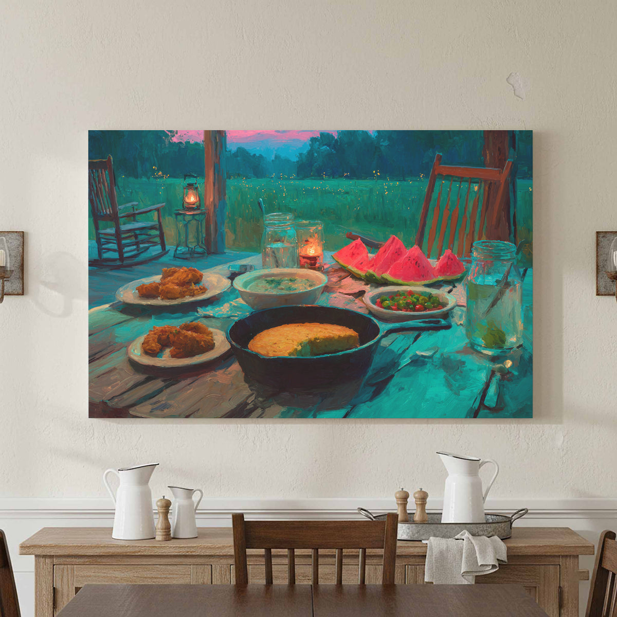 Impressionist Farmhouse Wall Art – styled room view 4