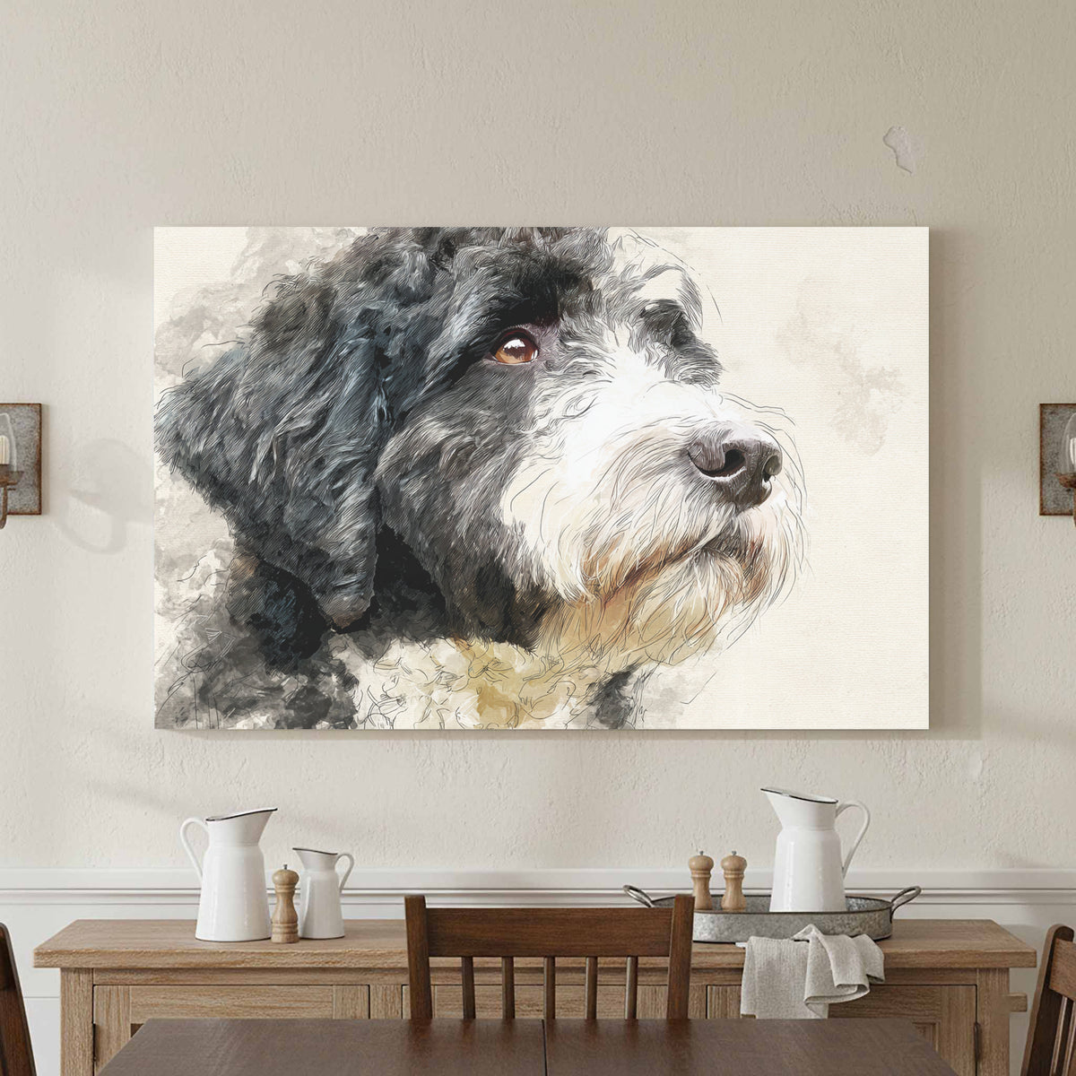 Portuguese Water Dog Canvas Print – styled room view 2